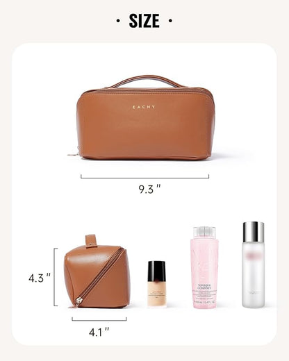 Celunor Travel Makeup Bag, Large Capacity Cosmetic Organizer, Waterproof Portable Beauty Case for Women