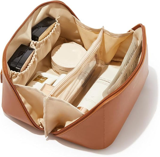 Celunor Travel Makeup Bag, Large Capacity Cosmetic Organizer, Waterproof Portable Beauty Case for Women
