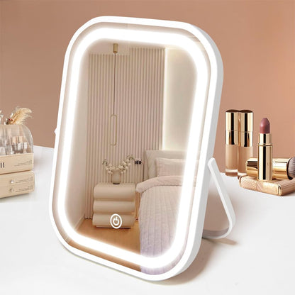 Celunor LED Makeup Organizer Box, Portable Cosmetic Storage Case with Lighted Mirror