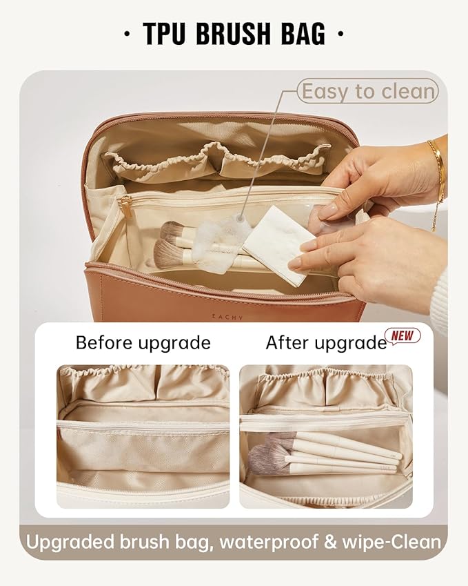 Celunor Travel Makeup Bag, Large Capacity Cosmetic Organizer, Waterproof Portable Beauty Case for Women